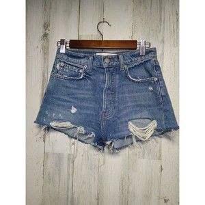 Reformation Cutoff Denim Shorts Size 24 Destroyed